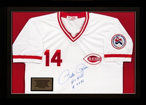Pete Rose Signed Cincinnati Reds National League Centennial Framed Jersey